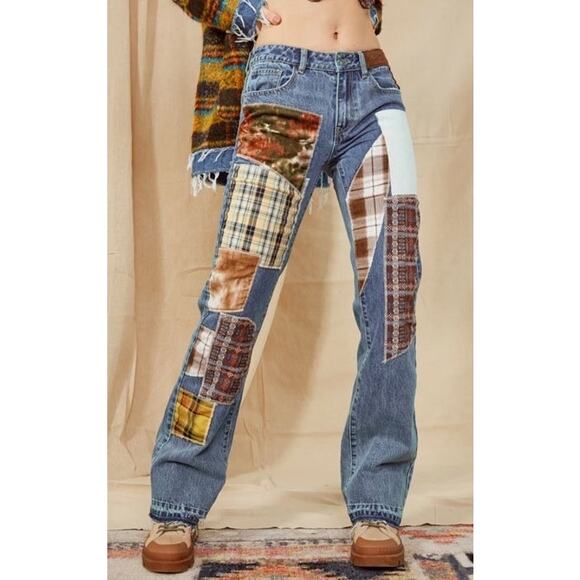 Jaded London Denim - Jaded London Dolls Kill Patchwork Jeans Y2K Grunge Indie Sz 25 Denim Boyfriend